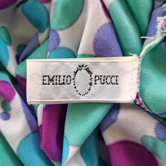 Vintage Emilio Pucci for Formfit Nylon Caftan Maxi Dress Small Blue Bubble Print - Picture 6 of 14